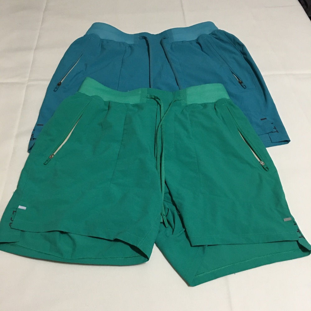 Lot of 2 Lululemon License to Train Shorts Mens Small Green Blue